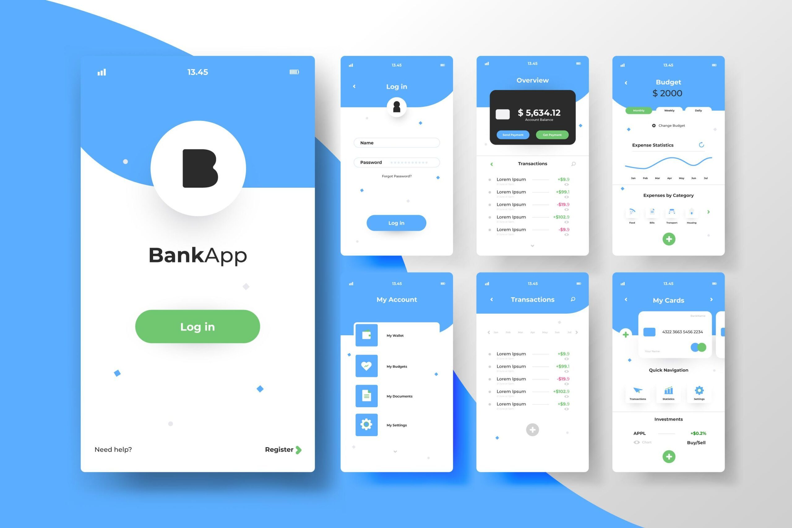 banking,investments fintech app blue version